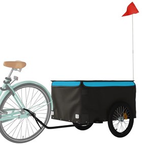 Reboque para bicicleta 45 kg ferro preto e azul