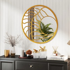 Espelho decorativo de parede φ80cm com moldura dourada, espelho assimétrico grande, decoração de parede Dourado