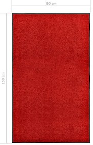 Tapete de porta lavável 90x150 cm vermelho
