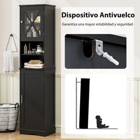 Armário de casa de banho alto 40 x 30 x 170,5 cm  com 5 prateleiras ajustáveis