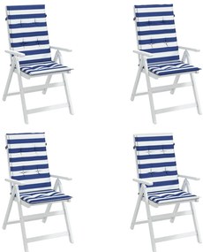 Almofadões cadeira encosto alto 4 pcs tecido riscas azul/branco