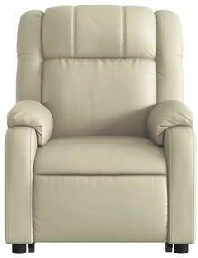 Poltrona reclinável de massagens couro artificial cor creme