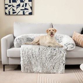 Cama de cachorro de pelúcia antiderrapante com capa lavável removível e gola acolchoada macia Branca L