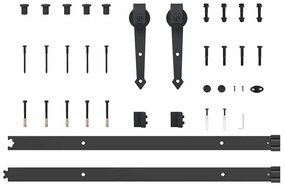 Kit de ferragens para porta deslizante 152,5 cm aço preto