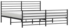 Estrutura de cama com cabeceira e pés 183x213 cm metal preto