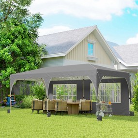 Tenda de jardim 3 x 6 m, tenda pop-up dobrável, com altura ajustável, impermeável, proteção UV50+, cinzenta