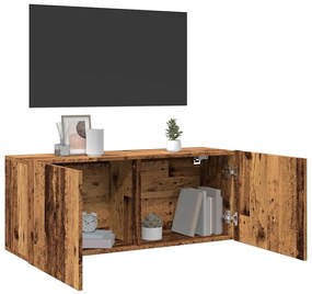 Móvel de parede para TV 100x30x41 cm madeira velha