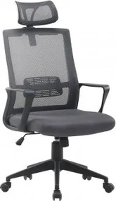 Cadeira De Escritório Com Rodas E Apoio De Cabeça Em Polipropileno Teill Black Cinza Grafito - Sklum