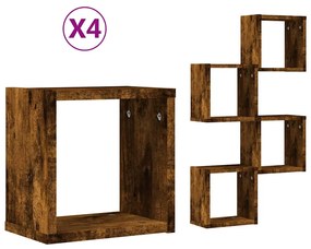Prateleiras Flutuantes 4 pcs Castanho 26 x 15 x 26cm