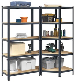 Estante 5 prateleiras 2 pcs madeira processada/aço antracite