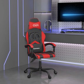 Cadeira gaming giratória couro artificial preto e vermelho