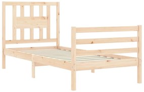 Estrutura de cama com cabeceira 90x200 cm madeira maciça