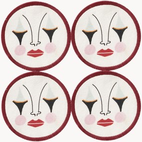 Bases para copos pintadas à mão Pierrot, conjunto de 4