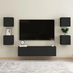 Conjunto de 6 Móveis de Parede de TV Funchal S - Preto - Design Modern