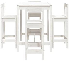 5 pcs conjunto de bar para jardim pinho maciço branco