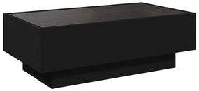 Mesa de centro c/ LEDs 90x50x30 cm derivados de madeira preto