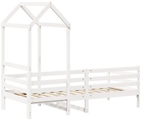Sofá-cama com telhado 90x200 cm madeira de pinho maciça branco
