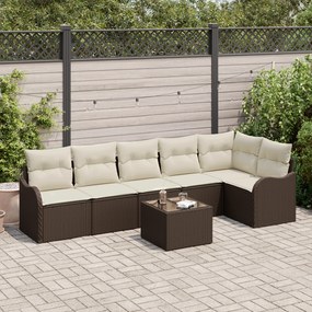 Conjunto de Sofá para Jardim com 6 Peças e Almofadas Cinza de Rattan P