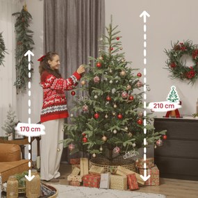 Árvore de Natal Artificial 210 cm com 1123 Ramos Densos e Suporte Metálico Dobrável para Interior Verde