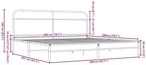 Estrutura cama sem colchão 200x200cm metal carvalho castanho