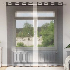 vidaXL Cortinas de voile com ilhós 2 pcs preto 140x245 cm