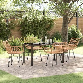vidaXL Conjunto de Jantar de Jardim 5 Peças em Rattan Sintético Marrom