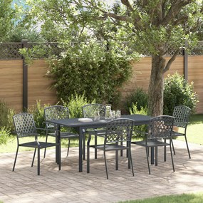 Conjunto de Jantar Jardim vidaXL 7 Peças Aço Antracite