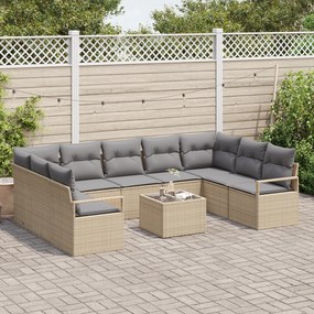 Conjunto de Sofá de Jardim vidaXL de 10 Peças com Almofadas Vime Sinté