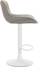 Banco alto em tecido com estrutura branca 85-106 x 49 x 51 cm castanho acinzentado