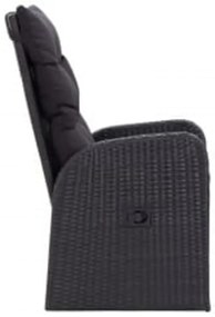 5 pcs conjunto de jantar p/ jardim c/ almofadões preto