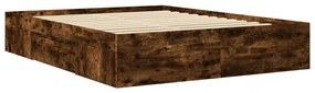 Estrutura de cama s/ colchão derivados madeira carvalho fumado