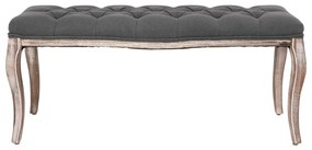Banco em linho e madeira maciça 110x38x48 cm cinzento-escuro