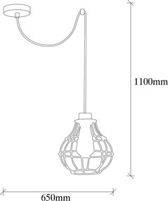 Candeeiro de Teto Tellini – Preto – 65 x 25 cm