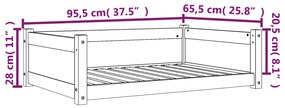 Cama para cães 95,5x65,5x28 cm madeira de pinho castanho-mel