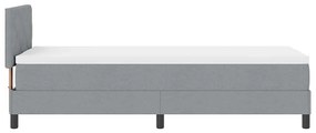 Cama Box com Colchão e LED Cinza Claro 80x200 cm Tecido
