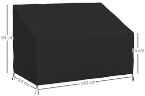 Capa Protetora para Banco 2 Lugares Capa Protetora de Móveis Impermeável Exterior Jardim Proteção contra Chuva e Sol 140x84x56/94 cm Preto