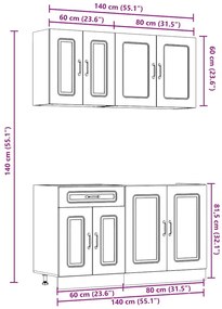 4 peças armário de cozinha conjunto Kalmar cinza sonoma