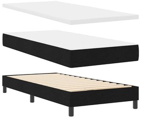 Cama Box com cabeceira Preto 90 x 190 cm Tecido e Espuma