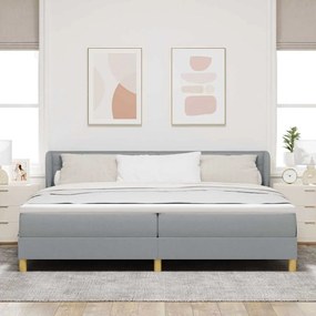 Cama Box Spring vidaXL com Colchão - Cinza Claro, 200x200 cm, Tecido