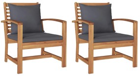 vidaXL Cadeira 2 pcs Marrom e Cinza Escuro 110 x 65 x 76.5 cm