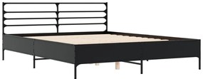Estrutura de cama 150x200 cm derivados de madeira/metal preto