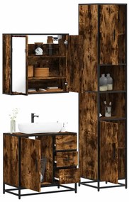 vidaXL 3 pcs conjunto de móveis WC madeira processada carvalho fumado