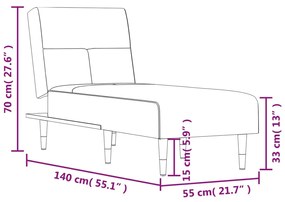 Chaise longue veludo cinzento-escuro