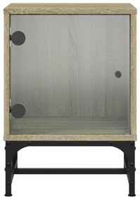 Mesa cabeceira c/ portas vidro 2 pcs 35x37x50cm carvalho sonoma