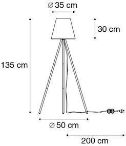 Tripé moderno preto abajur branco IP65 - VIRGINIA Design