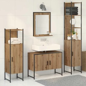 Conjunto de Móveis de Casa de Banho de 4 Peças Carvalho Artesanal Made