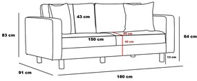 Sofá de 2 Lugares Berlin – Antracite – 180 cm