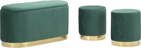 CONJUNTO DE 3 BANCOS SHOPY VERDE 80X37X42-29X35 CM