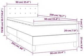 Cama com molas/colchão 90x200 cm couro artificial branco