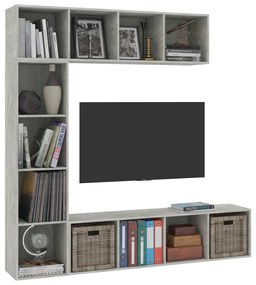 3 pcs conjunto armário TV/estante 180x30x180cm cinzento cimento